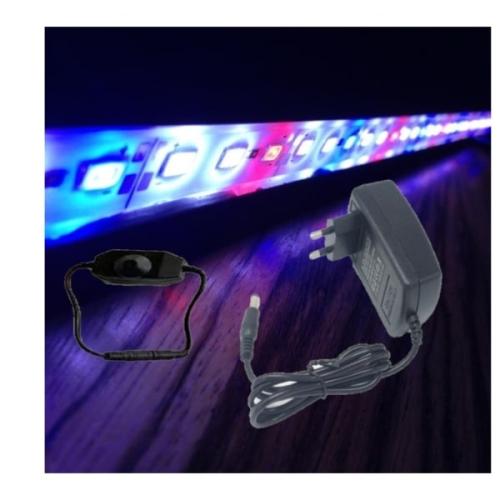 LED-belysning til akvarier med strømforsyning og holdbare fæstningsclips. Farverigt og energieffektivt lys til akvariet.