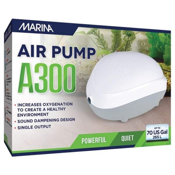 Marina A300 luftpumpe til akvarier - Støjsvag og effektiv. Bestil nu på tildinfisk.dk.