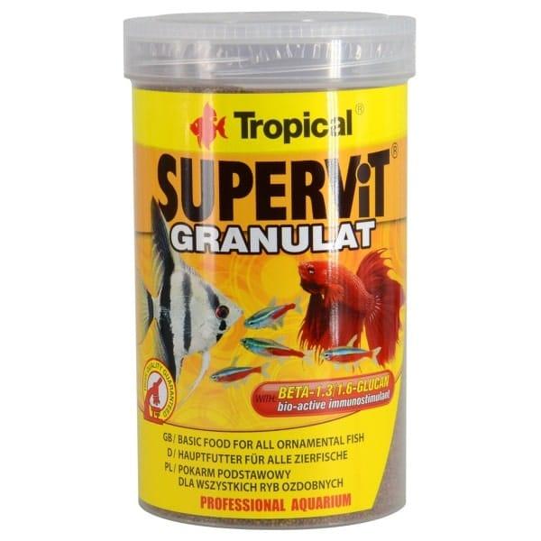 Tropical Supervit Granulat: Basisfoder for akvariefisk. Styrker immunforsvar. Køb nu på tildinfisk.dk!