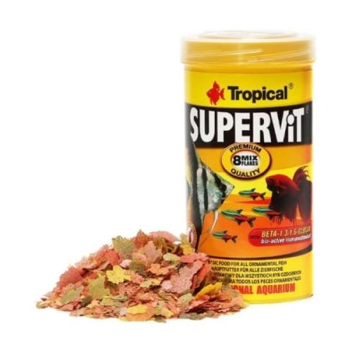 Tropical Supervit fiskefoder - 8 blandede flager. Sund kost til akvariefisk. Køb nu på tildinfisk.dk.