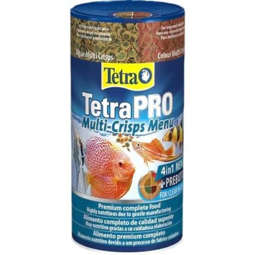 TetraPRO Multi-Crisps – Fuldfoder til farverige akvariefisk. Klar vandformel, hurtig levering på tildinfisk.dk!
