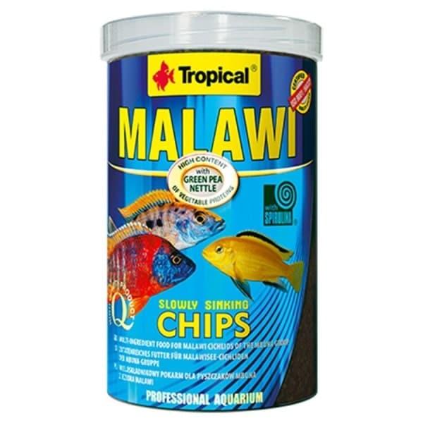 Malawi cichlidefoder med ærter og nælde – sunde chips der synker langsomt. Køb nu på Tildinfisk.dk.