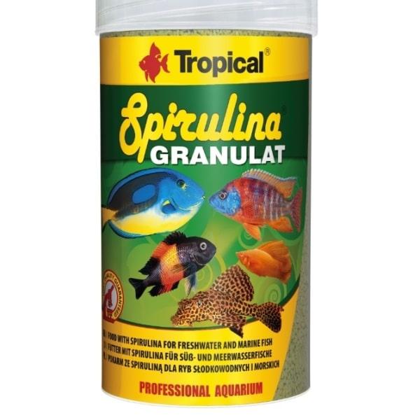 Spirulina Granulat – perfekt til fersk- og saltvandsfisk. Sundt fiskefoder hos tildinfisk.dk.