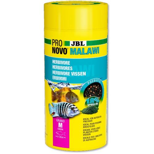 JBL Novo Malawi foder til herbivore cichlider. Rig på spirulina. Sund vækst. Køb på tildinfisk.dk for hurtig levering.