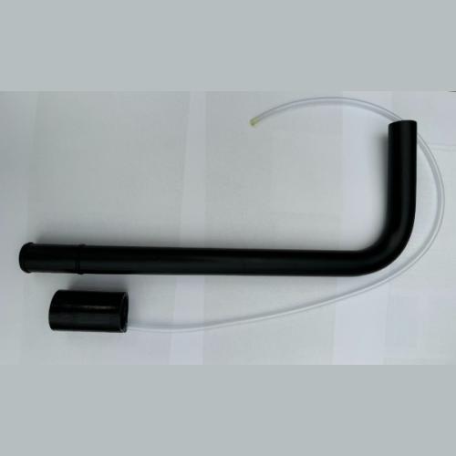 Sort akvarie-udstødningsslange med transparent slange til optimering af vandflow i akvarier - perfekt akvarietilbehør fra tildinfisk.dk.