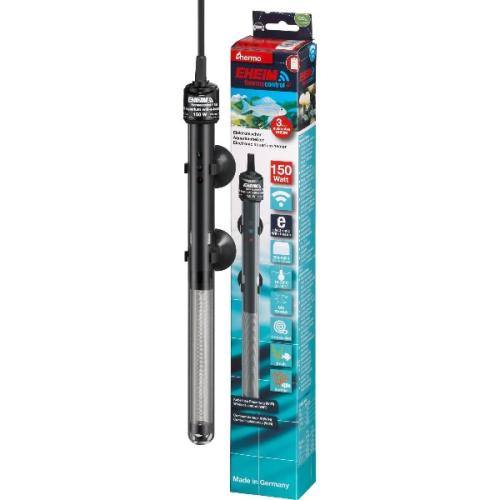 Eheim akvarievarmer på 150 watt i emballage, til justering af vandtemperatur i akvarier, på tildinfisk.dk.