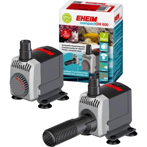 Eheim CompactON 600 akvariepumper ved siden af original emballage, perfekt til effektiv vandcirkulation og iltning i akvarier, køb nu på tildinfisk.dk.
