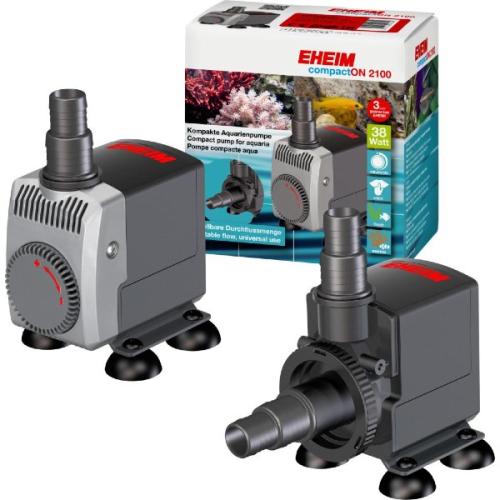 EHEIM COMPACTON 2100 akvariepumpe og emballage, med justerbar flowrate, på tildinfisk.dk. Effektiv til akvarier, 38 watt.