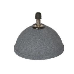 Gråt, kuppelformet luftsten til akvarier, med metalventil for tilslutning af luftslange, optimerer iltning i akvarievand.
