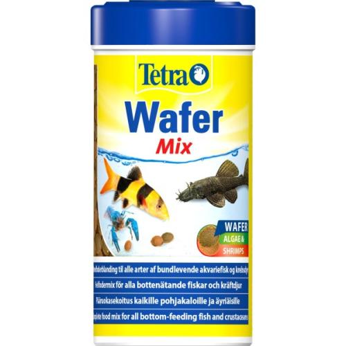 Tetra Wafer Mix foder til bundlevende fisk og krebsdyr i akvariet, perfekt tilbehør fra tildinfisk.dk.