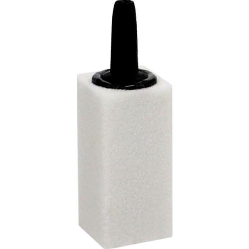 Luftsten til akvarier, rektangulær form, hvid, med sort tilslutningsstykke til luftpumpe.