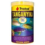 Tropical Tanganyika flagefoder til cichlider med krill og blæksprutte, essentielt til sund akvariefisk.