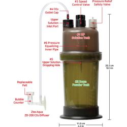 CO2 diffuser til akvarier, justerbar, med sikkerhedsventil.