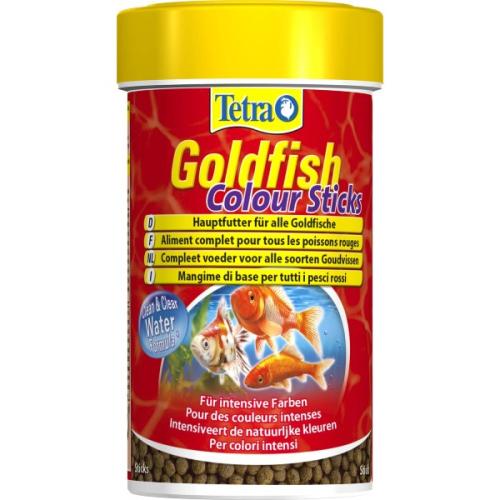 Tetra Goldfish Colour Sticks hovedfoder til fremme af farver hos guldfisk i 100 ml beholder.