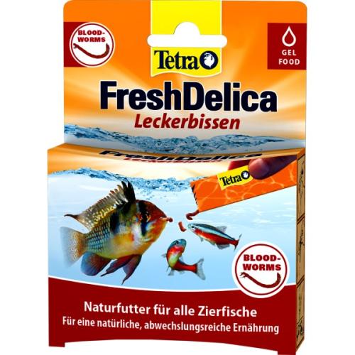 Tetra FreshDelica blodorme-geléfoder til akvariefisk.