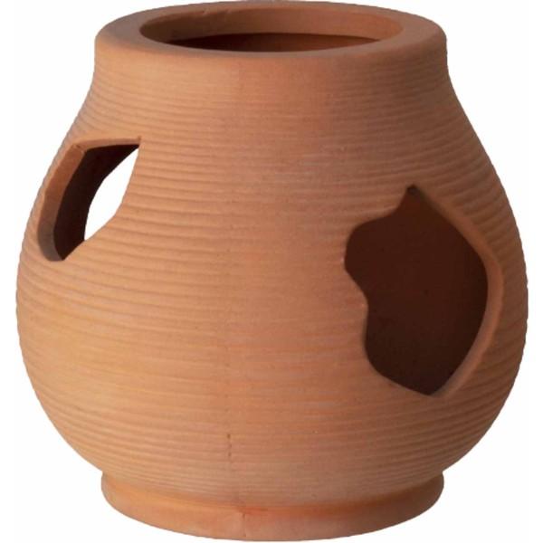 Terrakotta legeskjuler til akvariefisk, rustikt design.