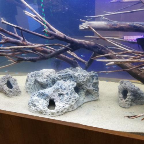 Akvariedekoration - naturtro kunstig sten til fiskeskjul