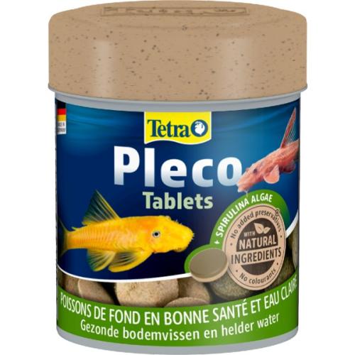 Tetra Pleco Tablets foder til bundspisende akvariefisk, rig på spirulina, ideel til plantespisende fisk.