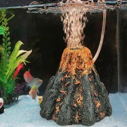 Akvarievulkan i harpiks med iltsten og luftslange