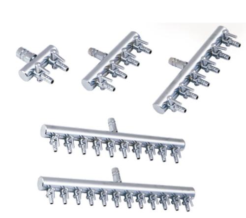 Luftfordeler i metal – med justerbare haner