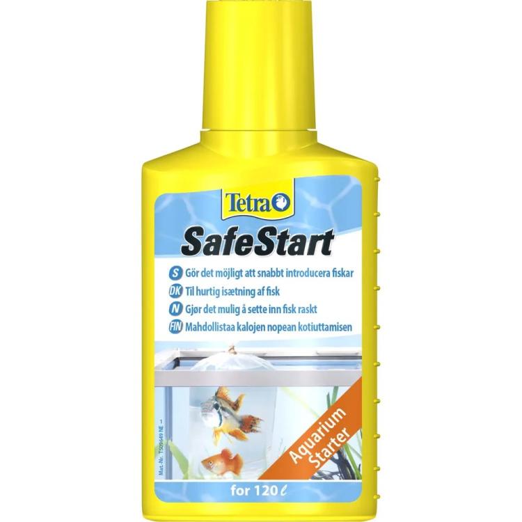 Tetra SafeStart til akvarier: Skab en sund bakteriebalance hurtigt – Perfekt til nye setups. Køb nu på tildinfisk.dk!