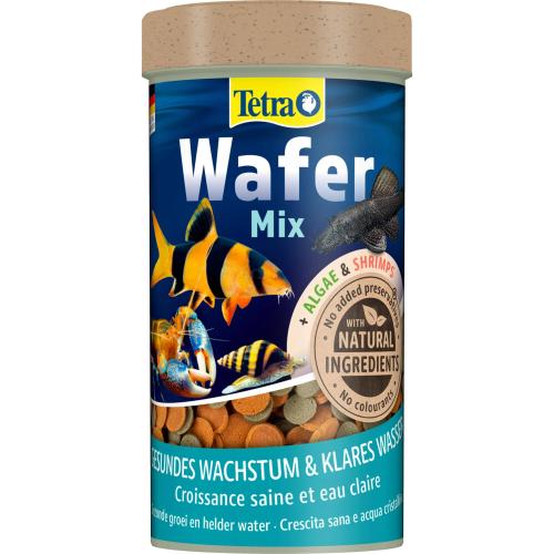 Tetra Wafer Mix foder til bundlevende fisk og krebsdyr i akvariet, perfekt tilbehør fra tildinfisk.dk.