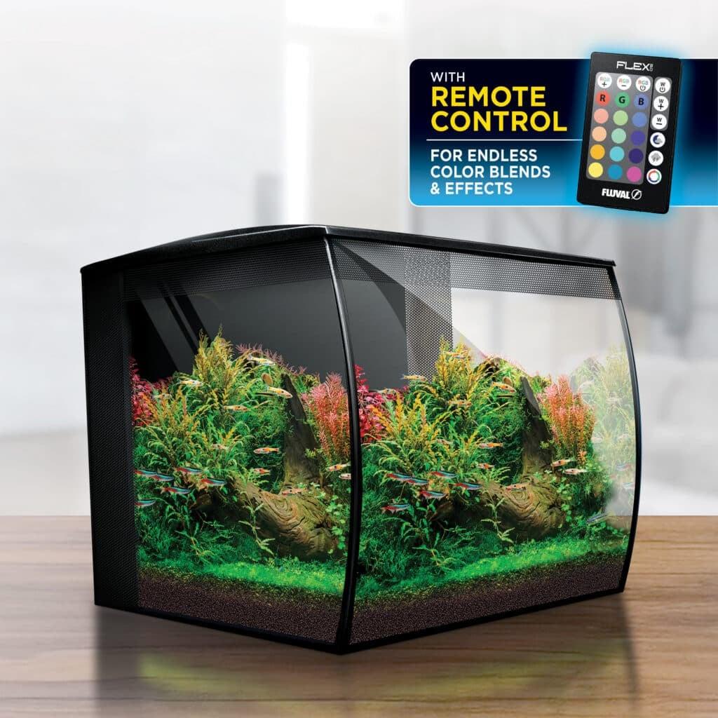 Flex 2.0 akvarium 57L med buet frontglas og moderne design