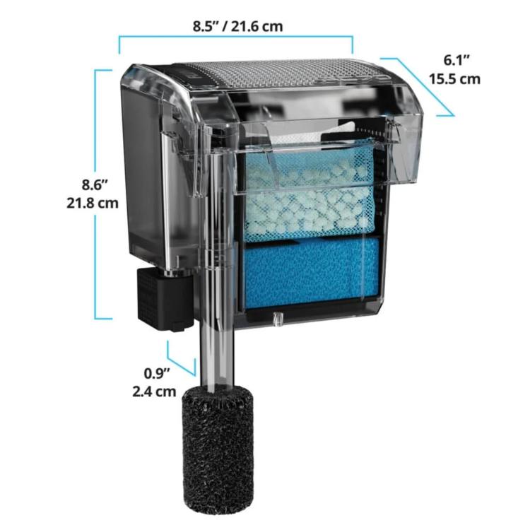 Udvendigt hængefilter til akvarier fra 152 til 265 liter med kompakt design